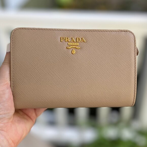 Prada Handbags - PRADA Saffiano Metal Cameo Leather Zip Around Wallet - Authentic
